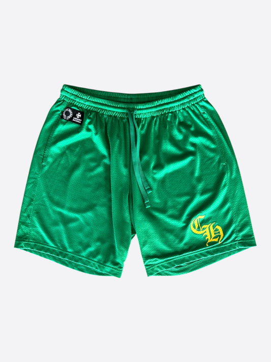 Chrome Hearts Green & Yellow Logo Mesh Shorts