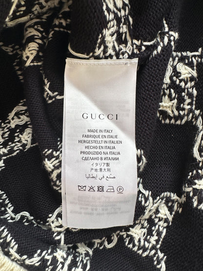 Gucci Navy & White GG Monogram Cardigan Sweater
