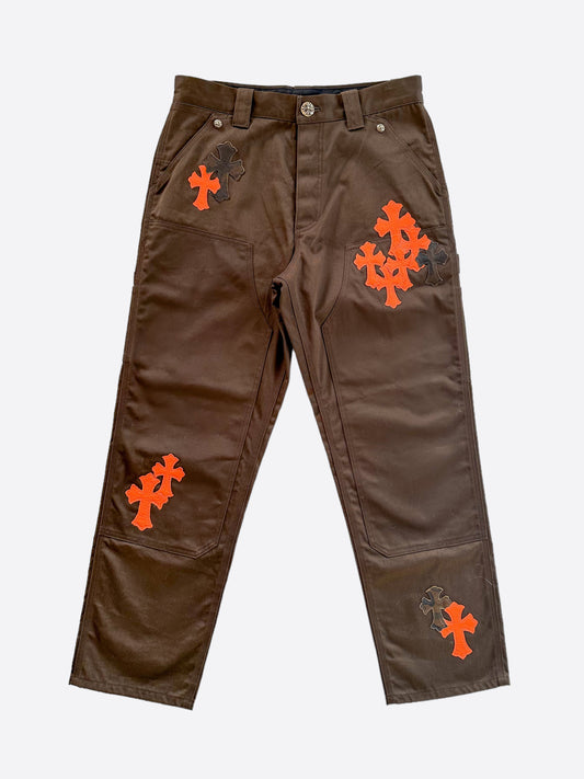 Chrome Hearts Brown & Orange Cross Patch Carpenter Jeans