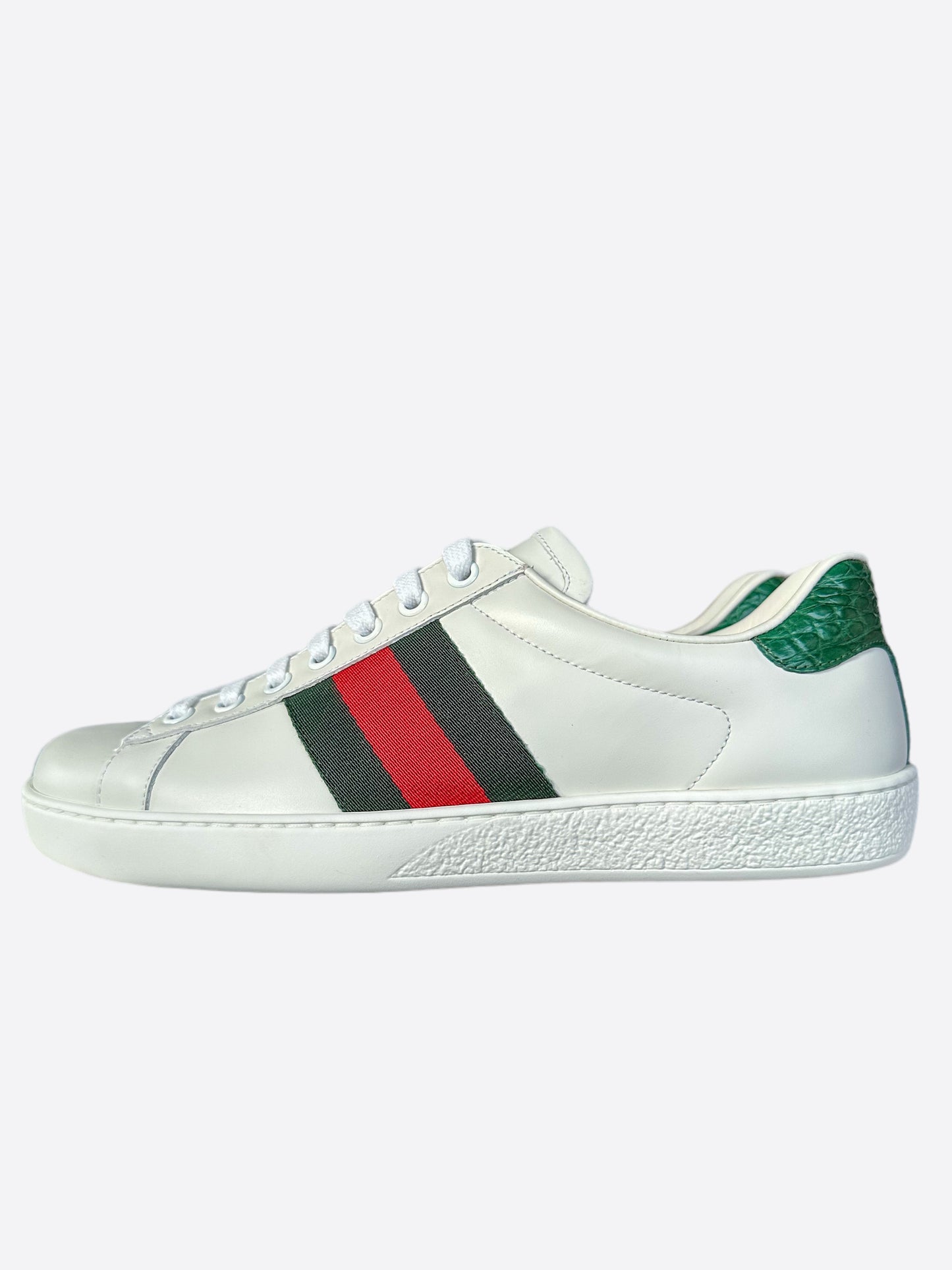 Gucci White Green & Red Striped Ace Sneaker