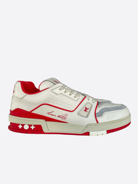 Louis Vuitton White & Red Leather Trainers