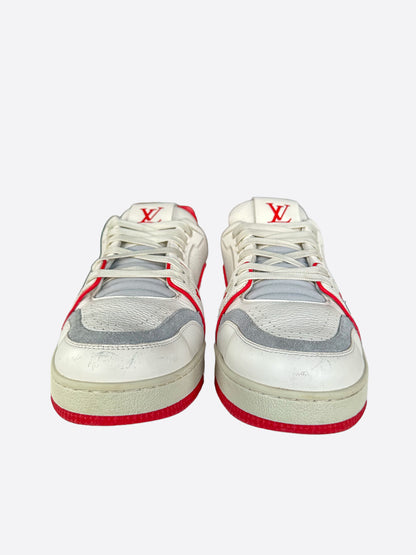 Louis Vuitton White & Red Leather Trainers