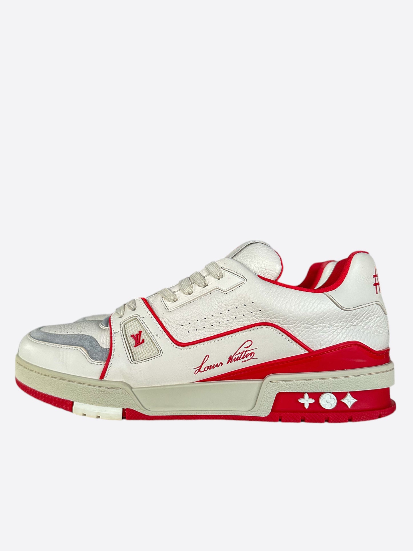 Louis Vuitton White & Red Leather Trainers