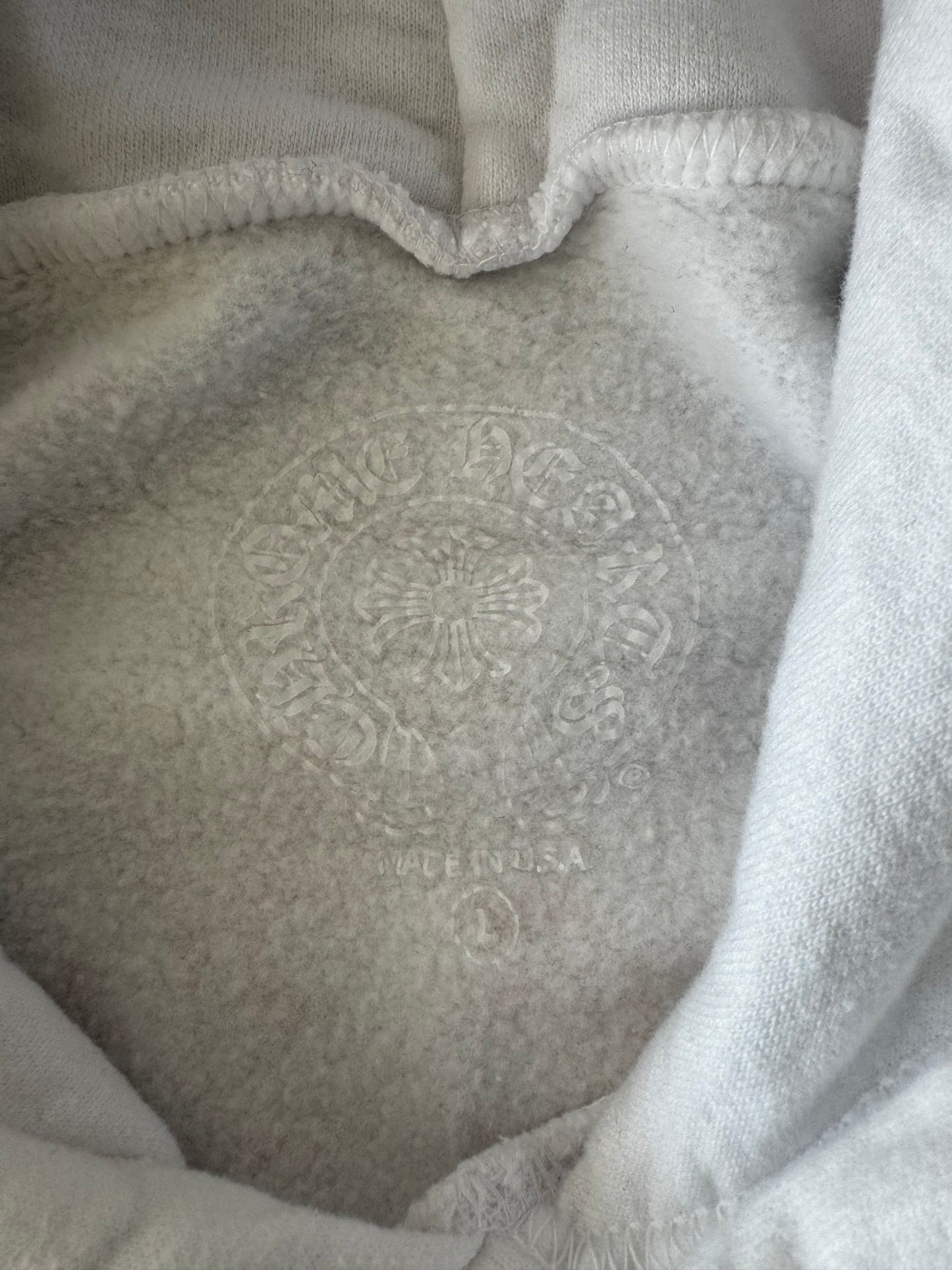 Chrome Hearts White & Red Rolling Stones Scroll Logo Hoodie