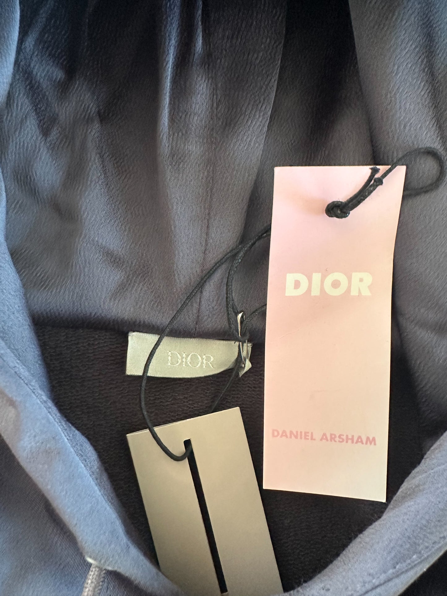 Dior Daniel Arsham Blue Embossed Metallic Logo Hoodie
