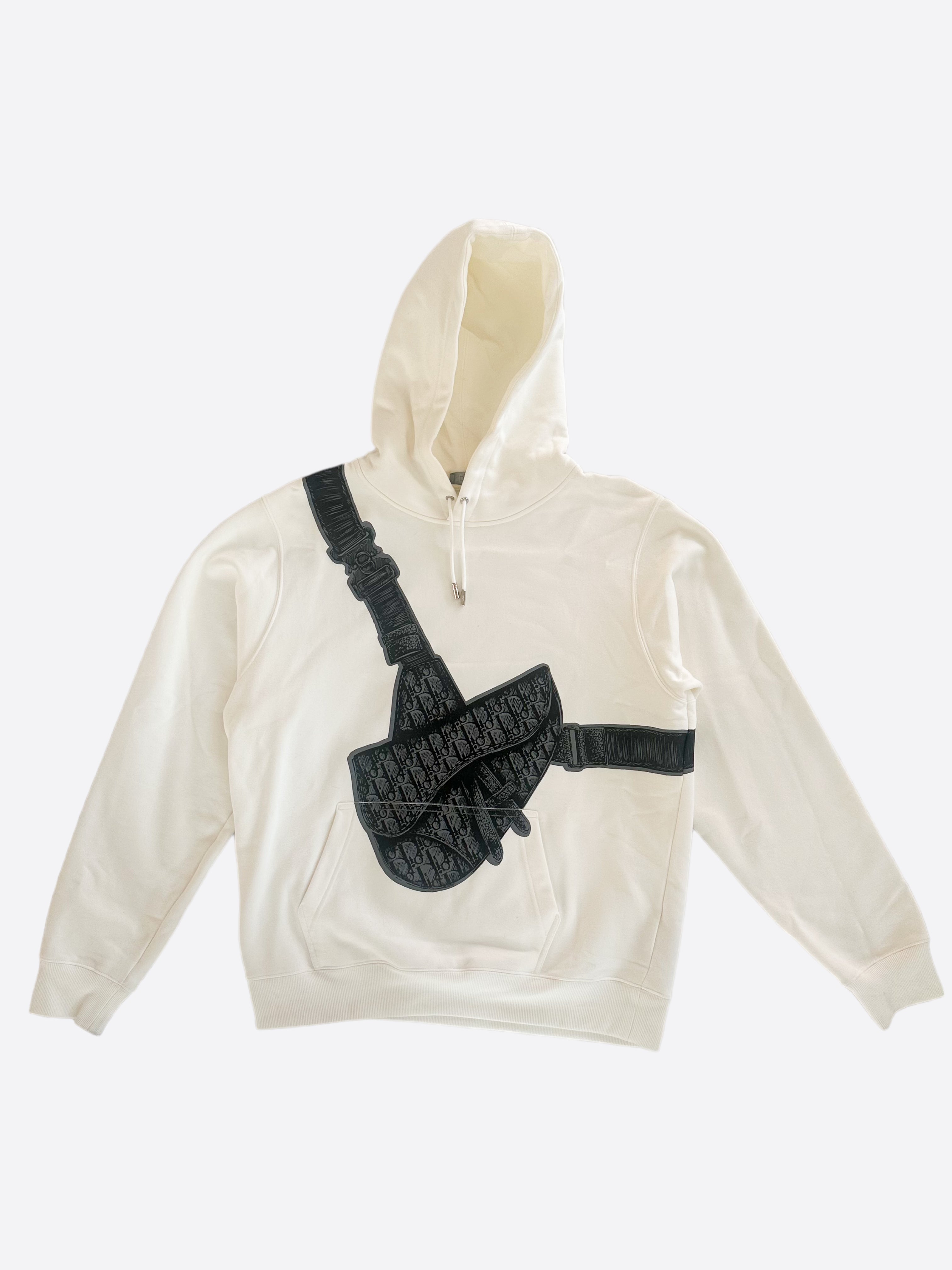 Dior White Oblique Saddle Bag Hoodie