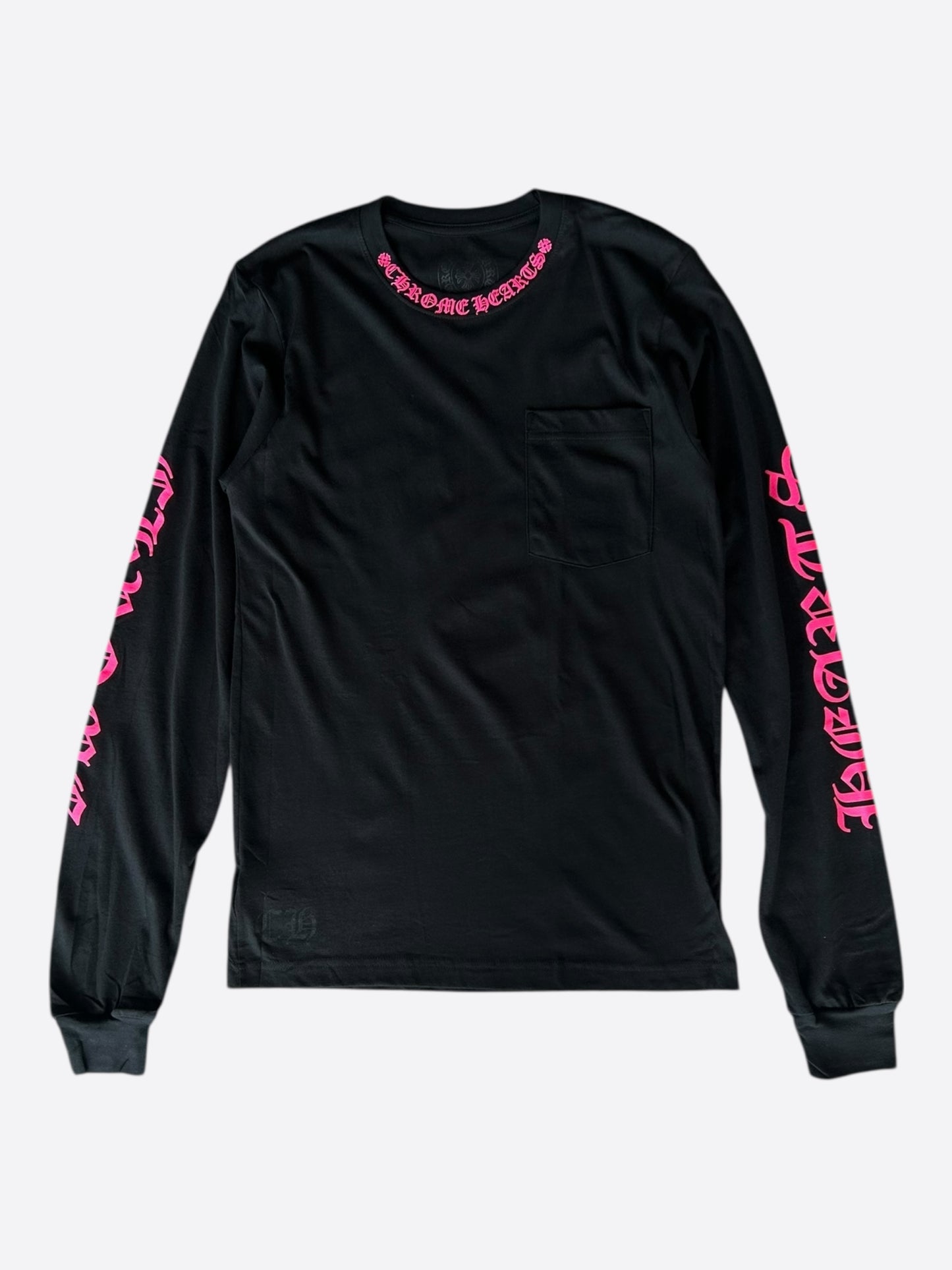 Chrome Hearts Black & Pink Neck Logo Longsleeve T-Shirt