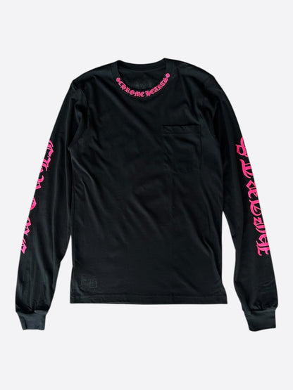 Chrome Hearts Black & Pink Neck Logo Longsleeve T-Shirt