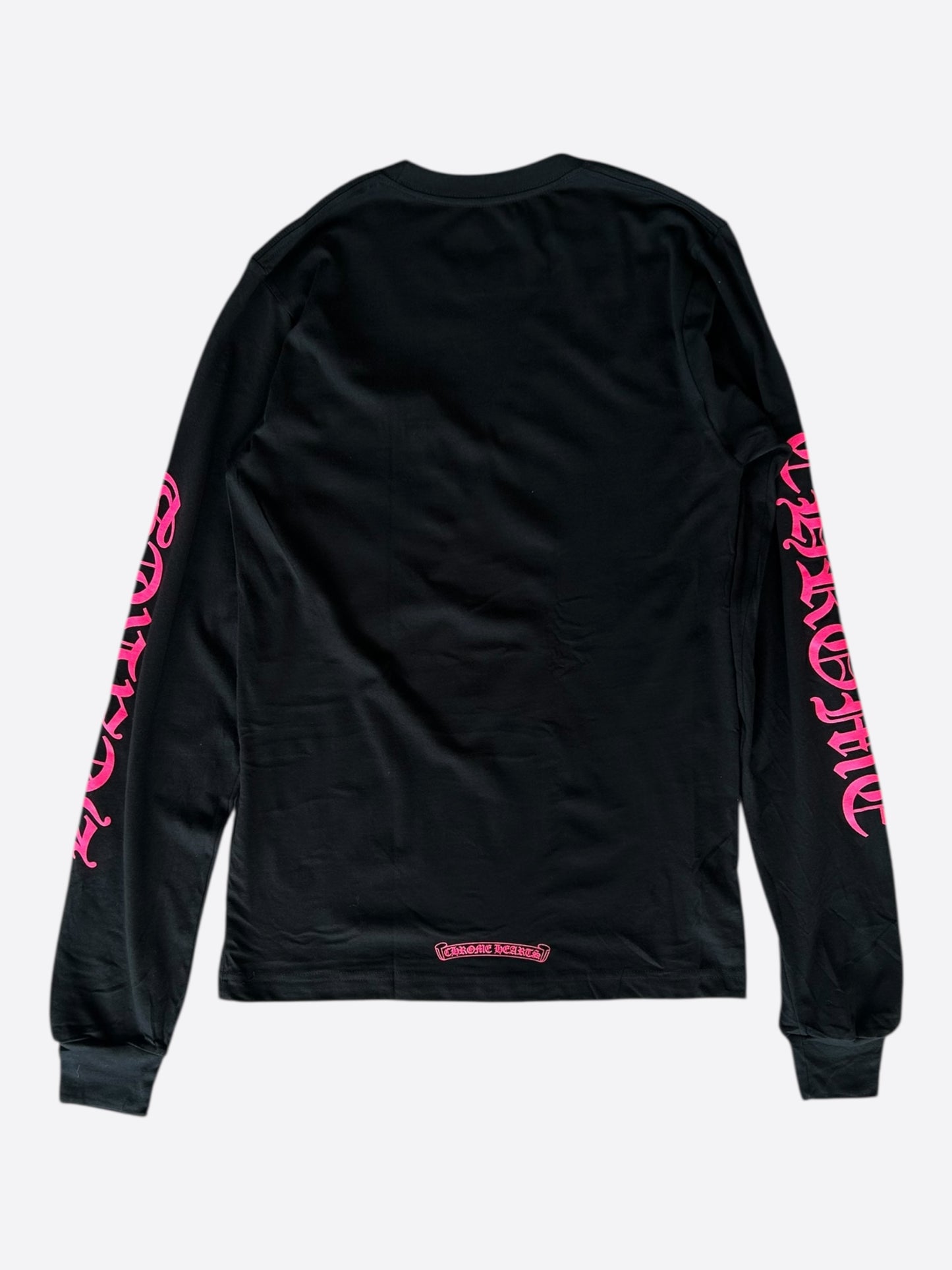 Chrome Hearts Black & Pink Neck Logo Longsleeve T-Shirt