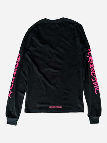 Chrome Hearts Black & Pink Neck Logo Longsleeve T-Shirt