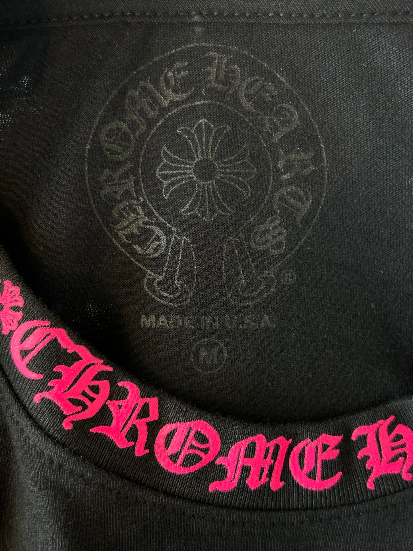 Chrome Hearts Black & Pink Neck Logo Longsleeve T-Shirt