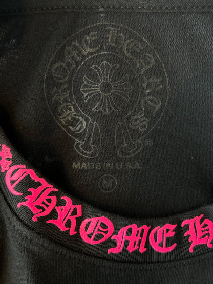 Chrome Hearts Black & Pink Neck Logo Longsleeve T-Shirt