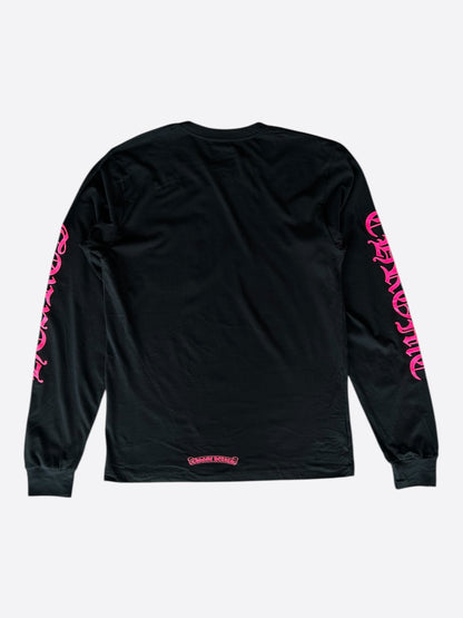 Chrome Hearts Black & Pink Neck Logo Longsleeve T-Shirt