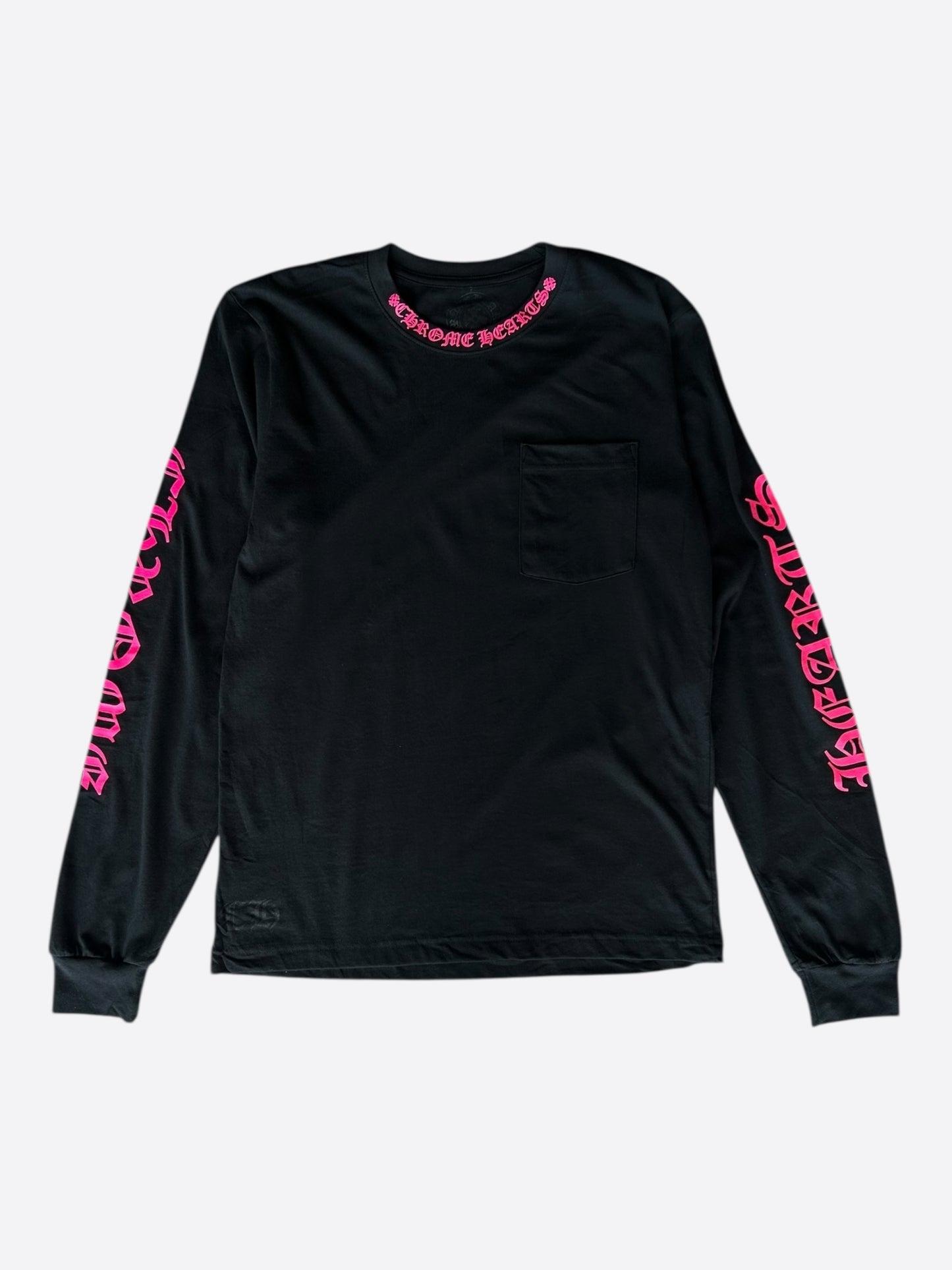 Chrome Hearts Black & Pink Neck Logo Longsleeve T-Shirt