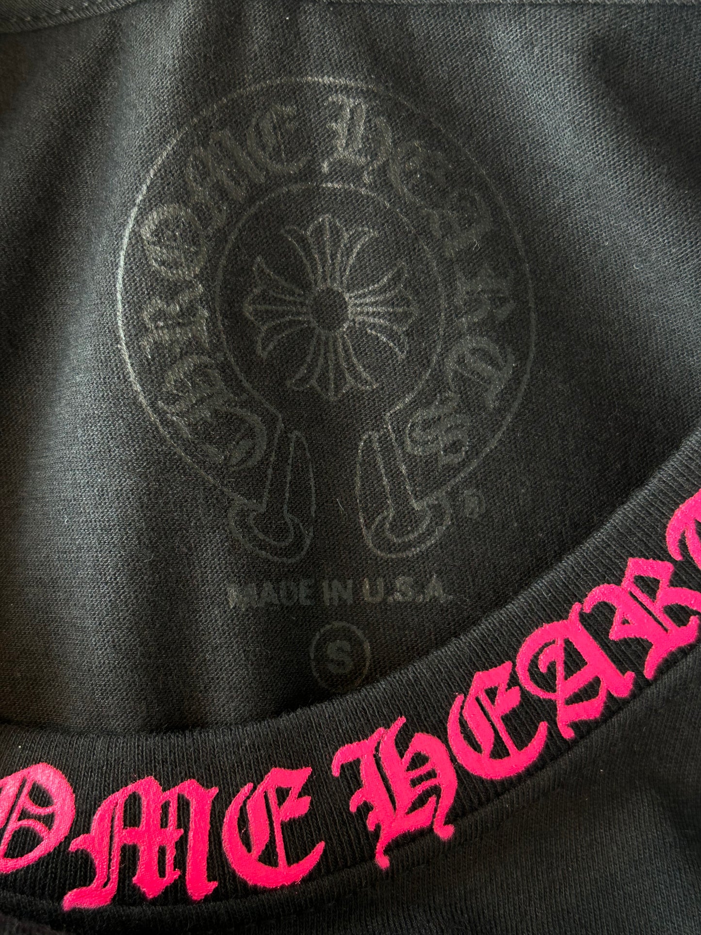 Chrome Hearts Black & Pink Neck Logo Longsleeve T-Shirt