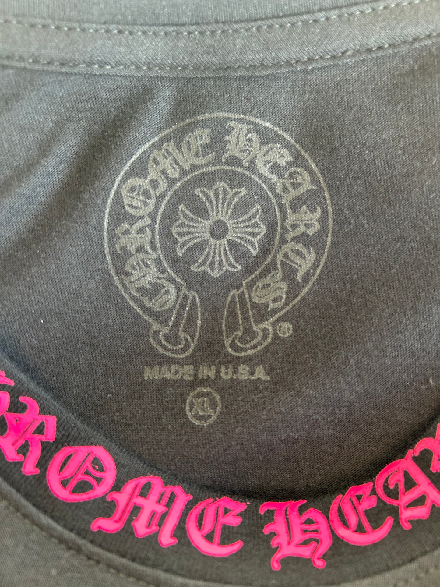 Chrome Hearts Black & Pink Neck Logo Longsleeve T-Shirt