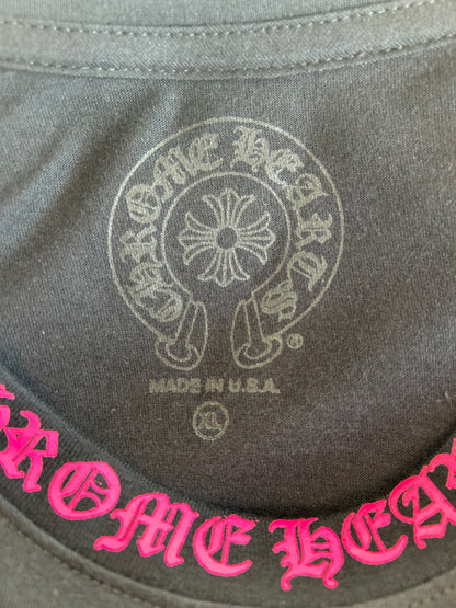 Chrome Hearts Black & Pink Neck Logo Longsleeve T-Shirt