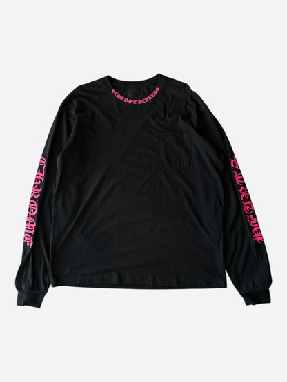 Chrome Hearts Black & Pink Neck Logo Longsleeve T-Shirt