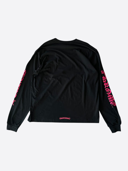 Chrome Hearts Black & Pink Neck Logo Longsleeve T-Shirt