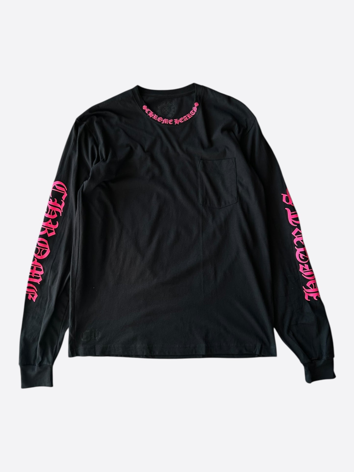 Chrome Hearts Black & Pink Neck Logo Longsleeve T-Shirt