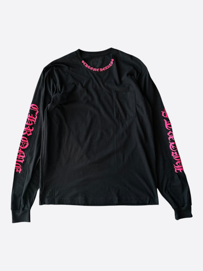 Chrome Hearts Black & Pink Neck Logo Longsleeve T-Shirt