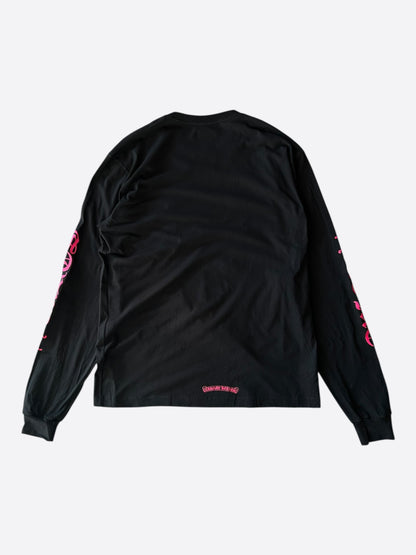 Chrome Hearts Black & Pink Neck Logo Longsleeve T-Shirt