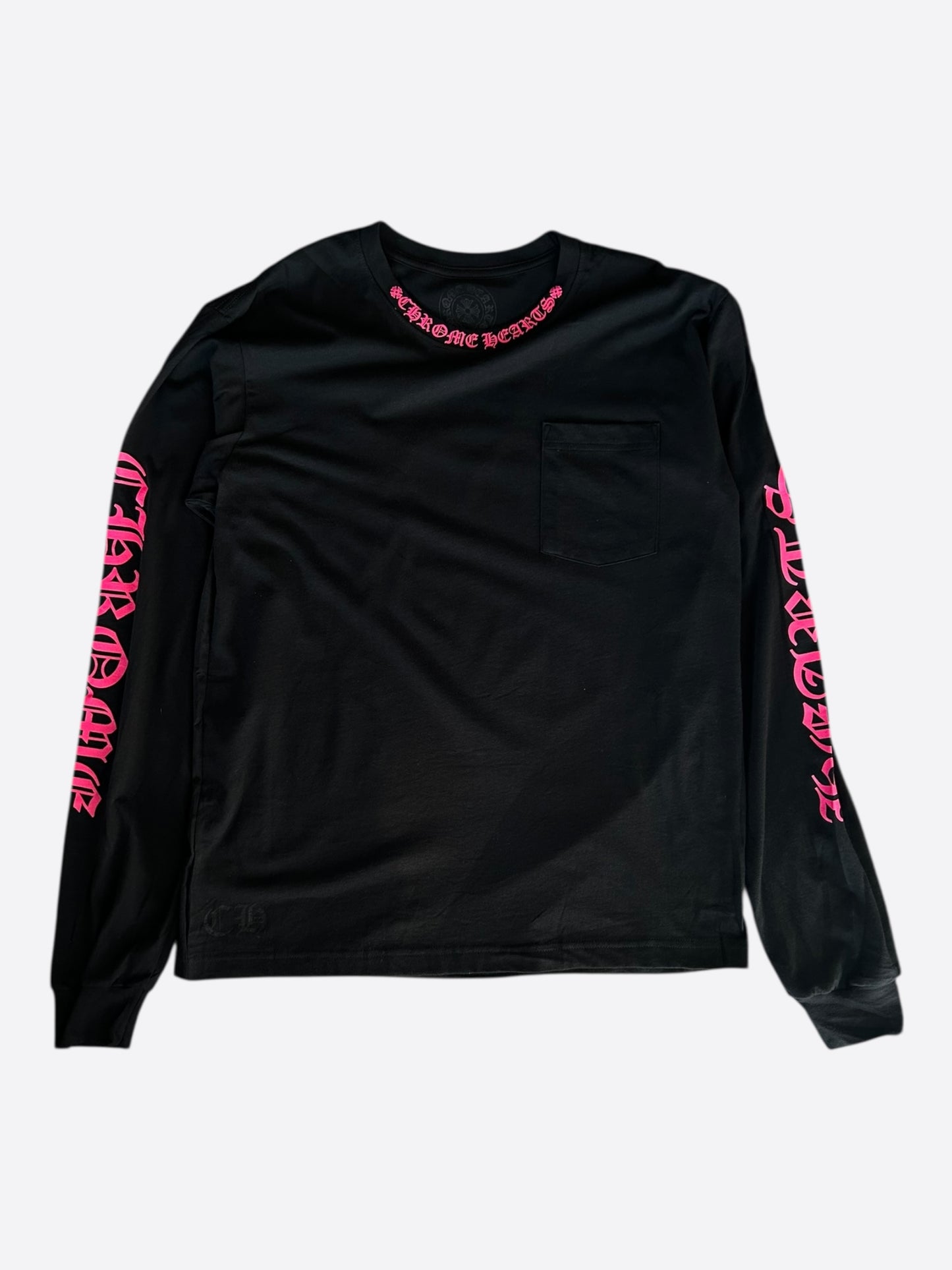 Chrome Hearts Black & Pink Neck Logo Longsleeve T-Shirt