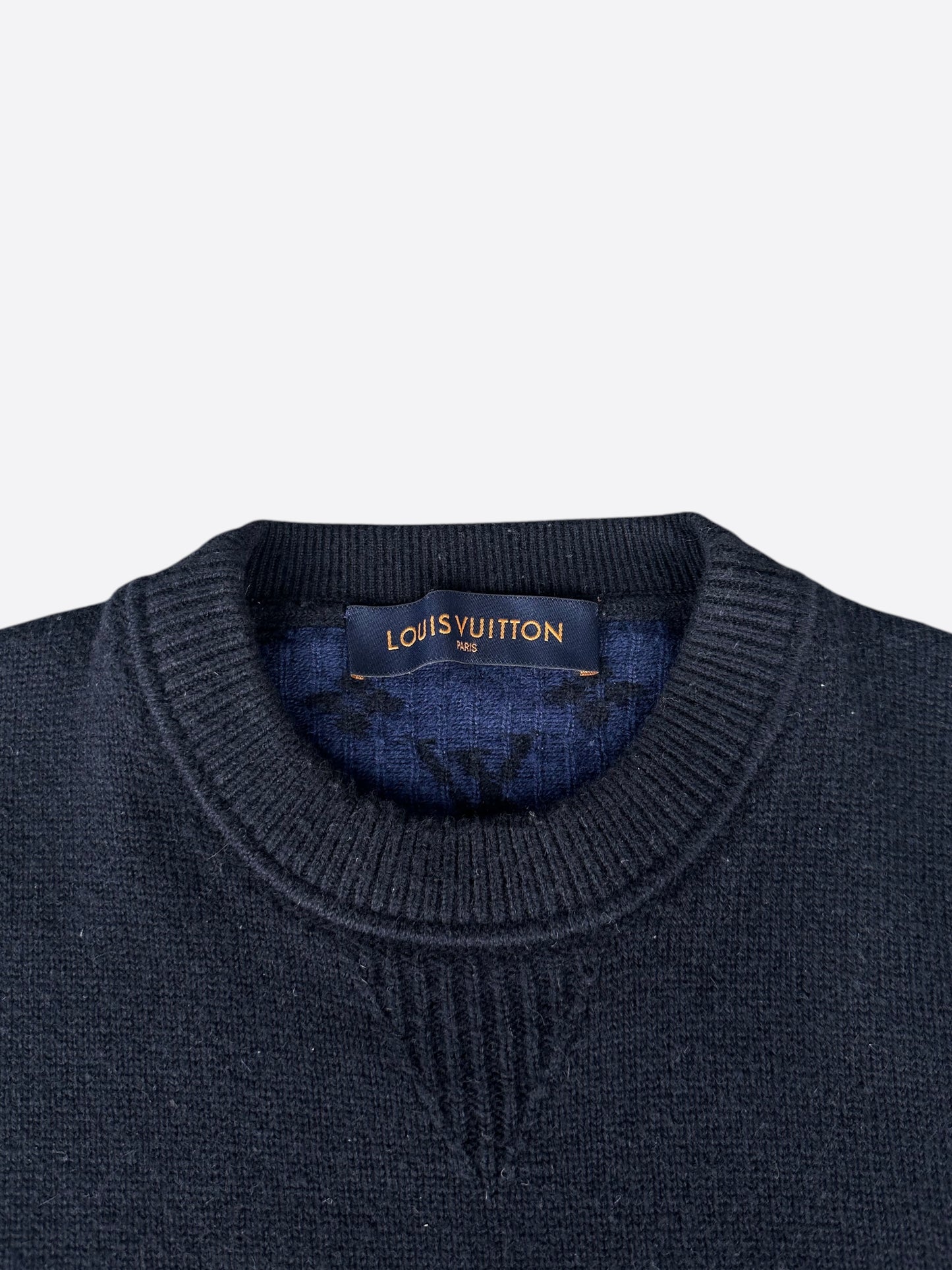 Louis Vuitton Black & Blue Half Monogram Cashmere Sweater