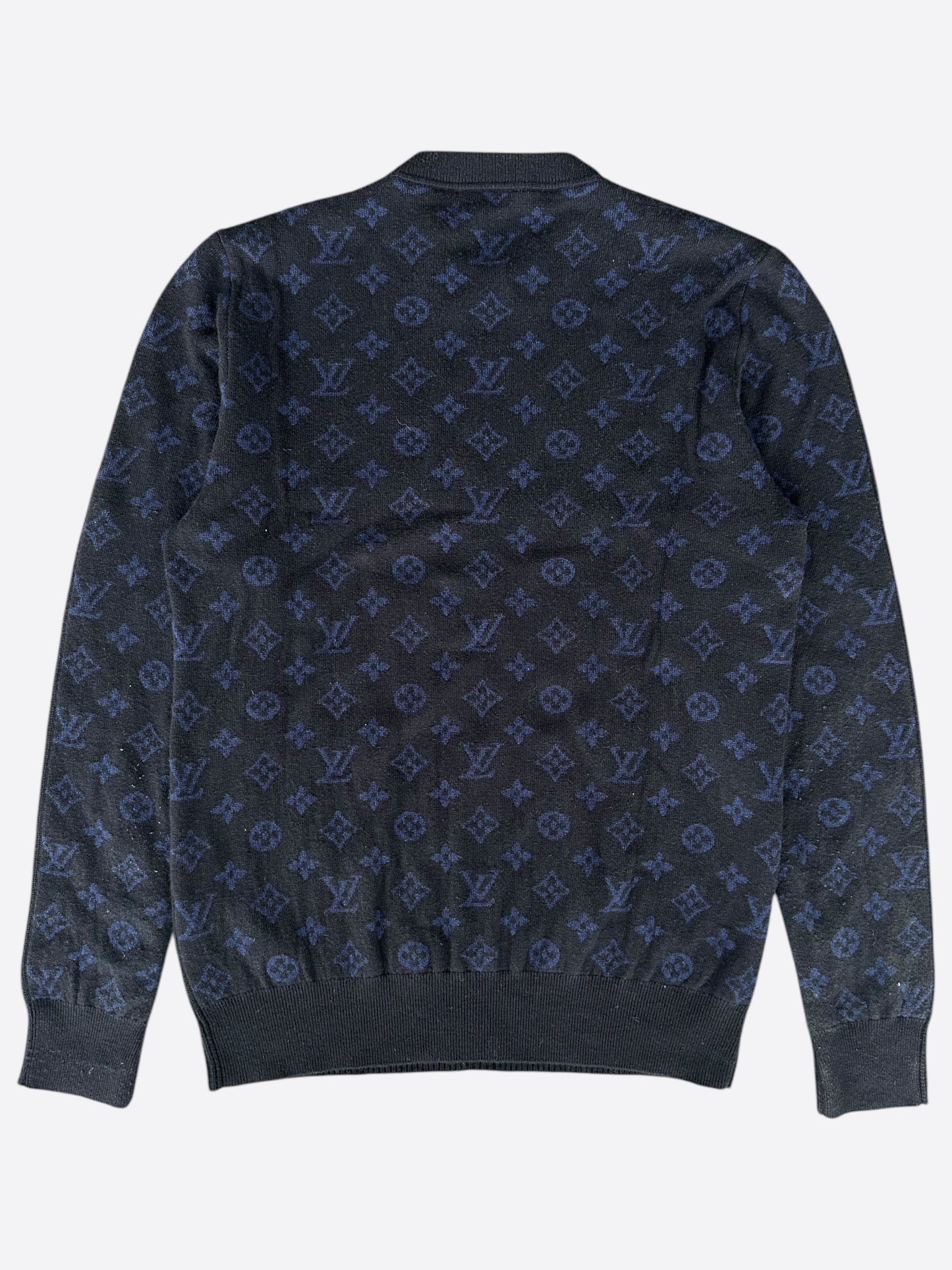 Louis Vuitton Black & Blue Half Monogram Cashmere Sweater