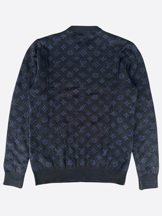 Louis Vuitton Black & Blue Half Monogram Cashmere Sweater