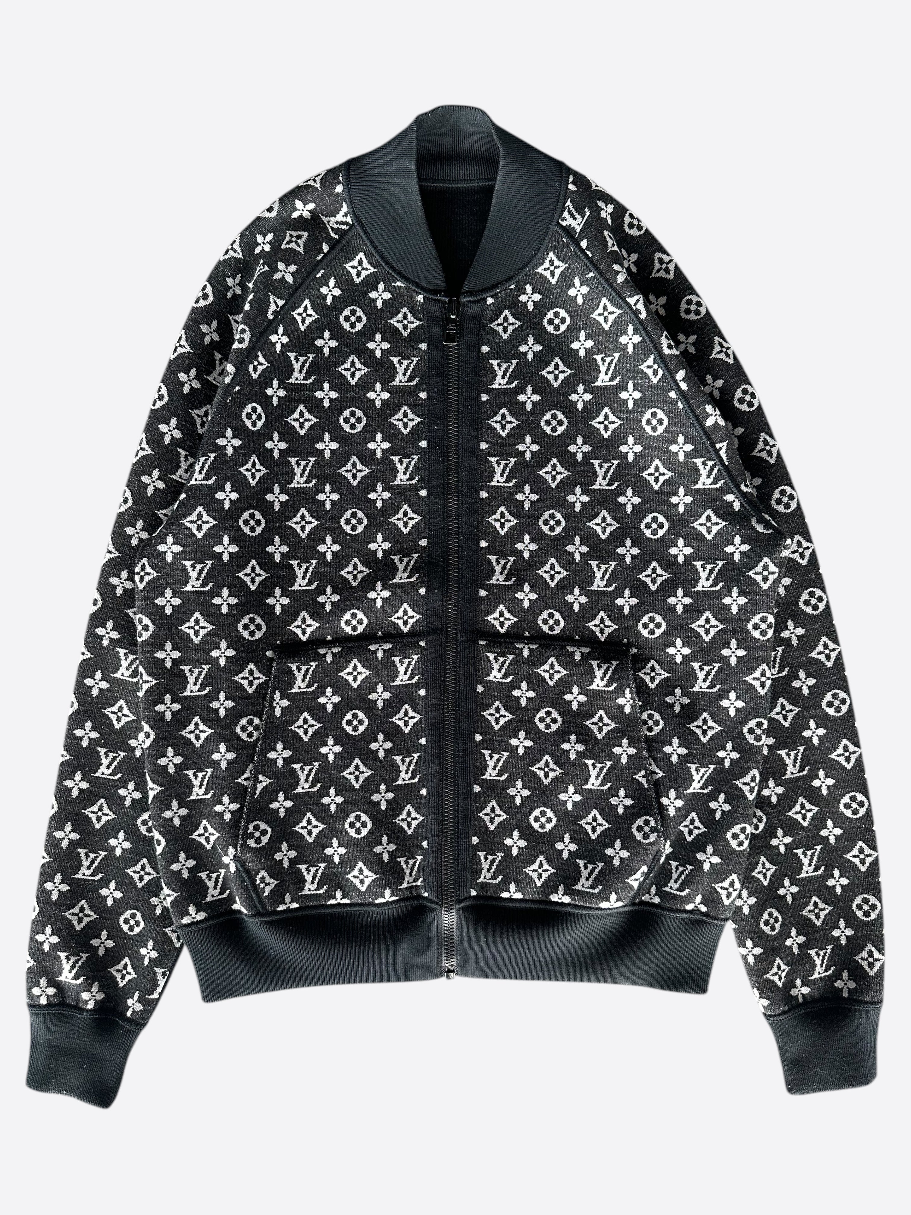 Louis Vuitton Black White Monogram Reversible Bomber Jacket Savonches