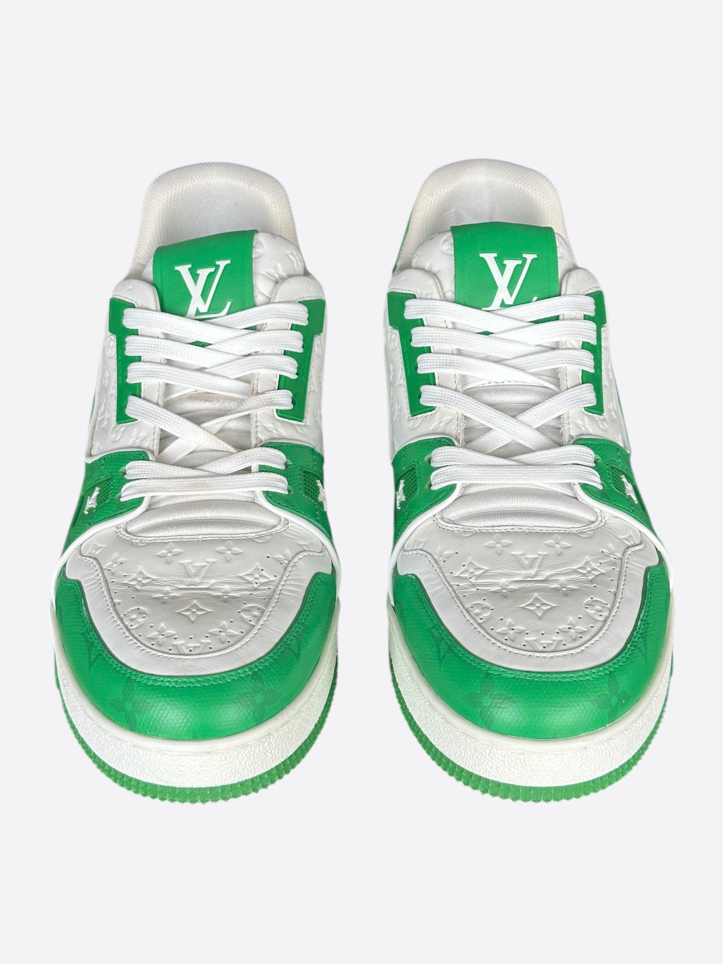 Louis Vuitton Green & White Monogram Trainers