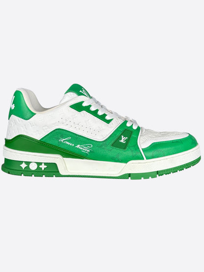 Louis Vuitton Green & White Monogram Trainers