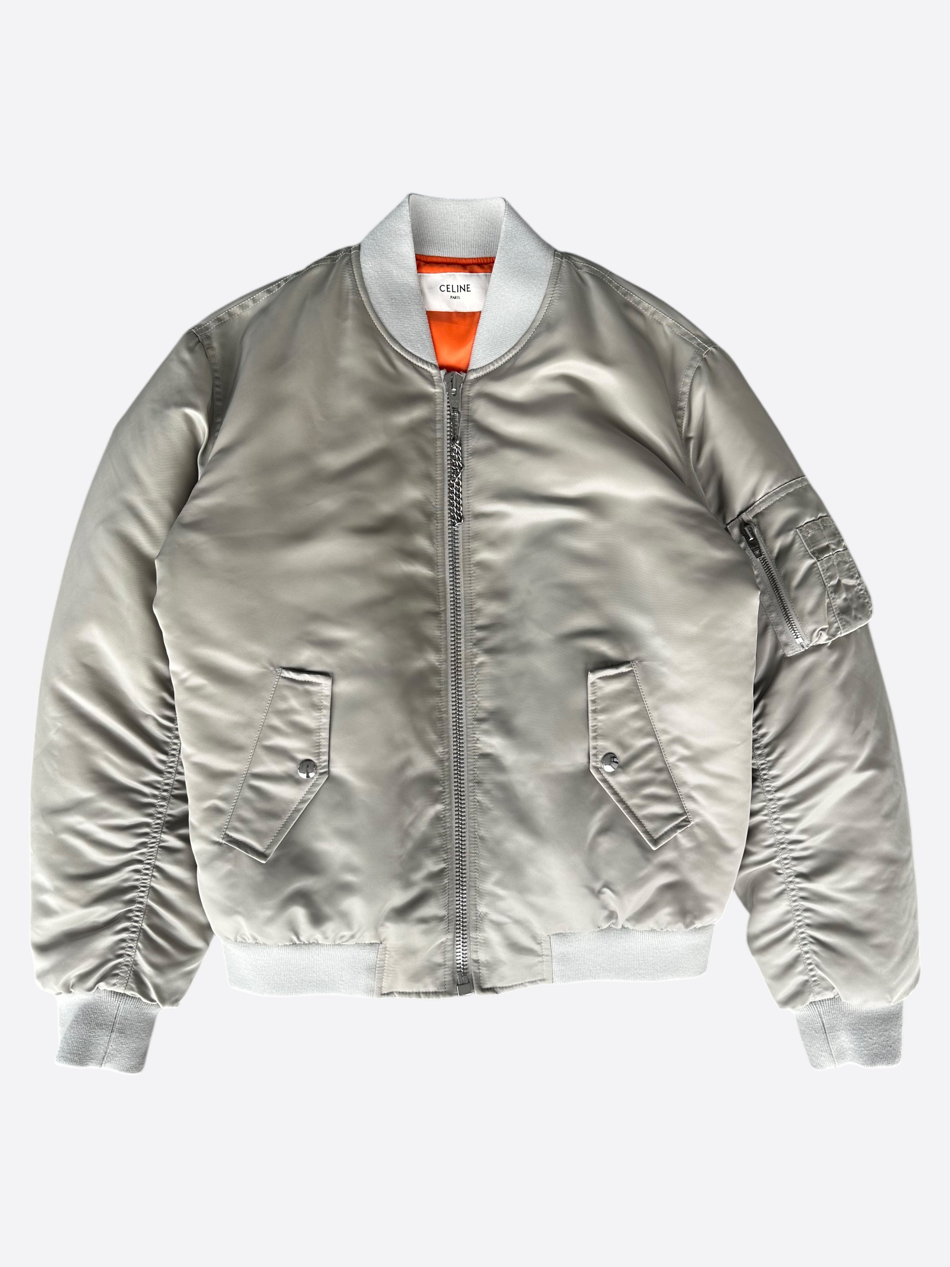 Celine Grey & Black Logo Bomber Jacket – Savonches