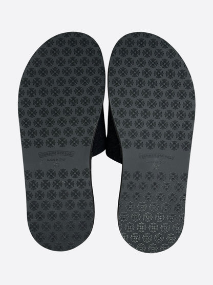 Chrome Hearts Black & White Horseshoe Logo Slippers