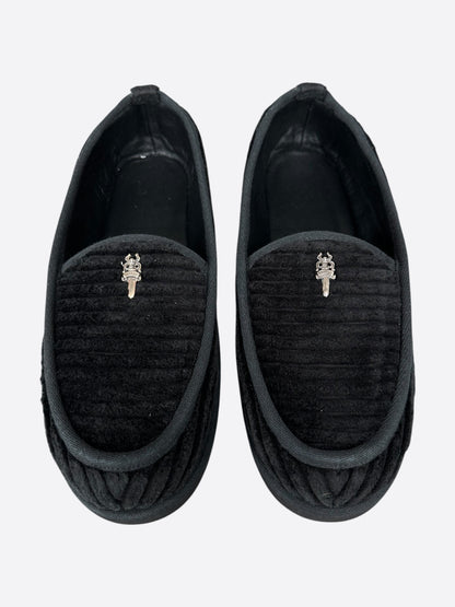 Chrome Hearts Black Corduroy Dagger Slippers