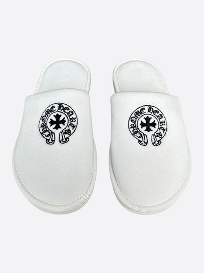 Chrome Hearts White & Black Horseshoe Logo Slippers