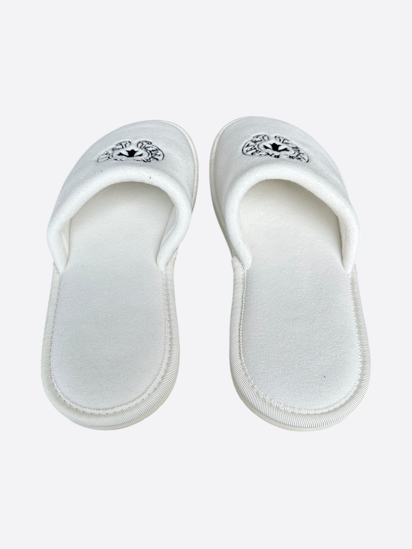 Chrome Hearts White & Black Horseshoe Logo Slippers