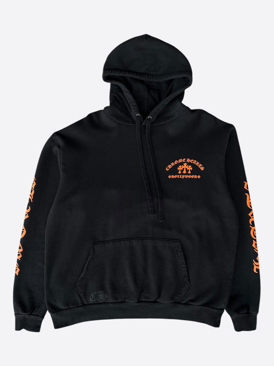 Chrome Hearts Black & Orange Triple Cross Logo Hoodie