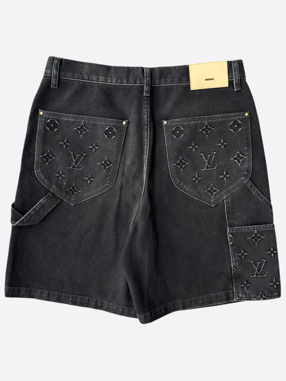 Louis Vuitton Washed Black Monogram Carpenter Shorts