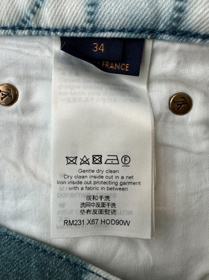 Louis Vuitton White & Blue Shibori Monogram Printed Jeans