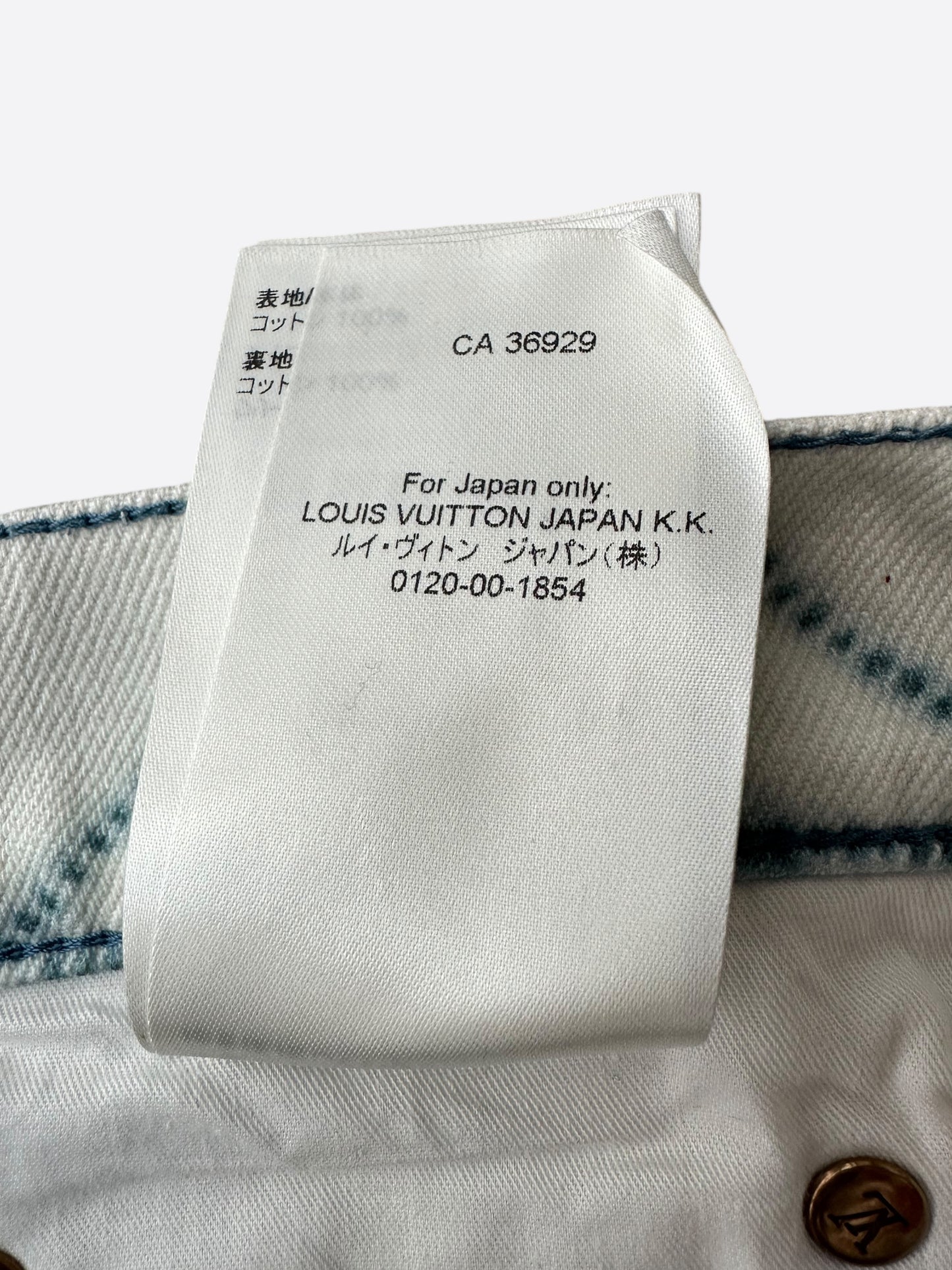 Louis Vuitton White & Blue Shibori Monogram Printed Jeans