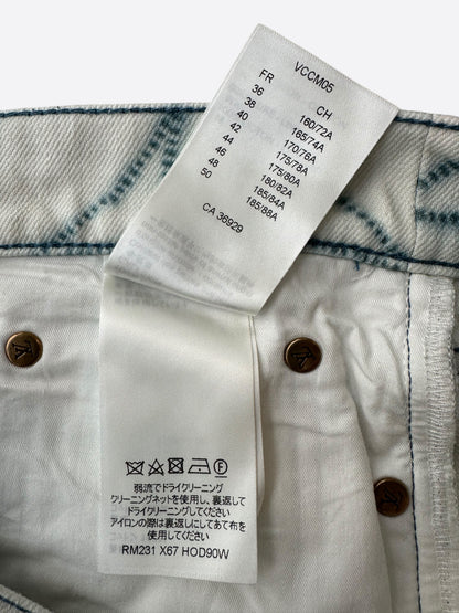 Louis Vuitton White & Blue Shibori Monogram Printed Jeans