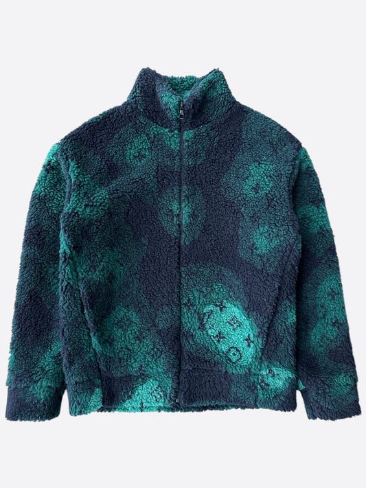 Louis Vuitton Green Camouflage Monogram Fleece Zip Up Jacket