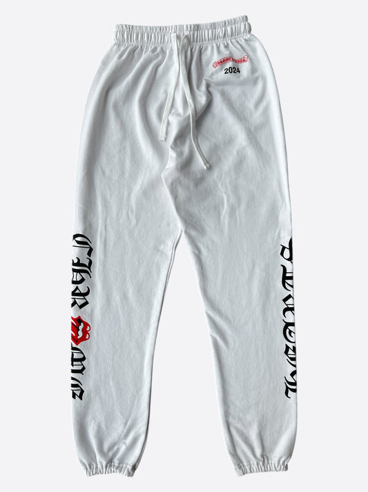 Chrome Hearts White Rolling Stones Logo Sweatpants