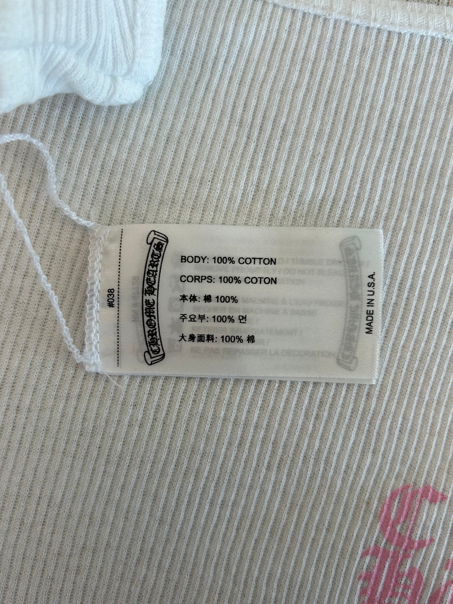 Chrome Hearts White & Pink T-Bar Logo Tank Top