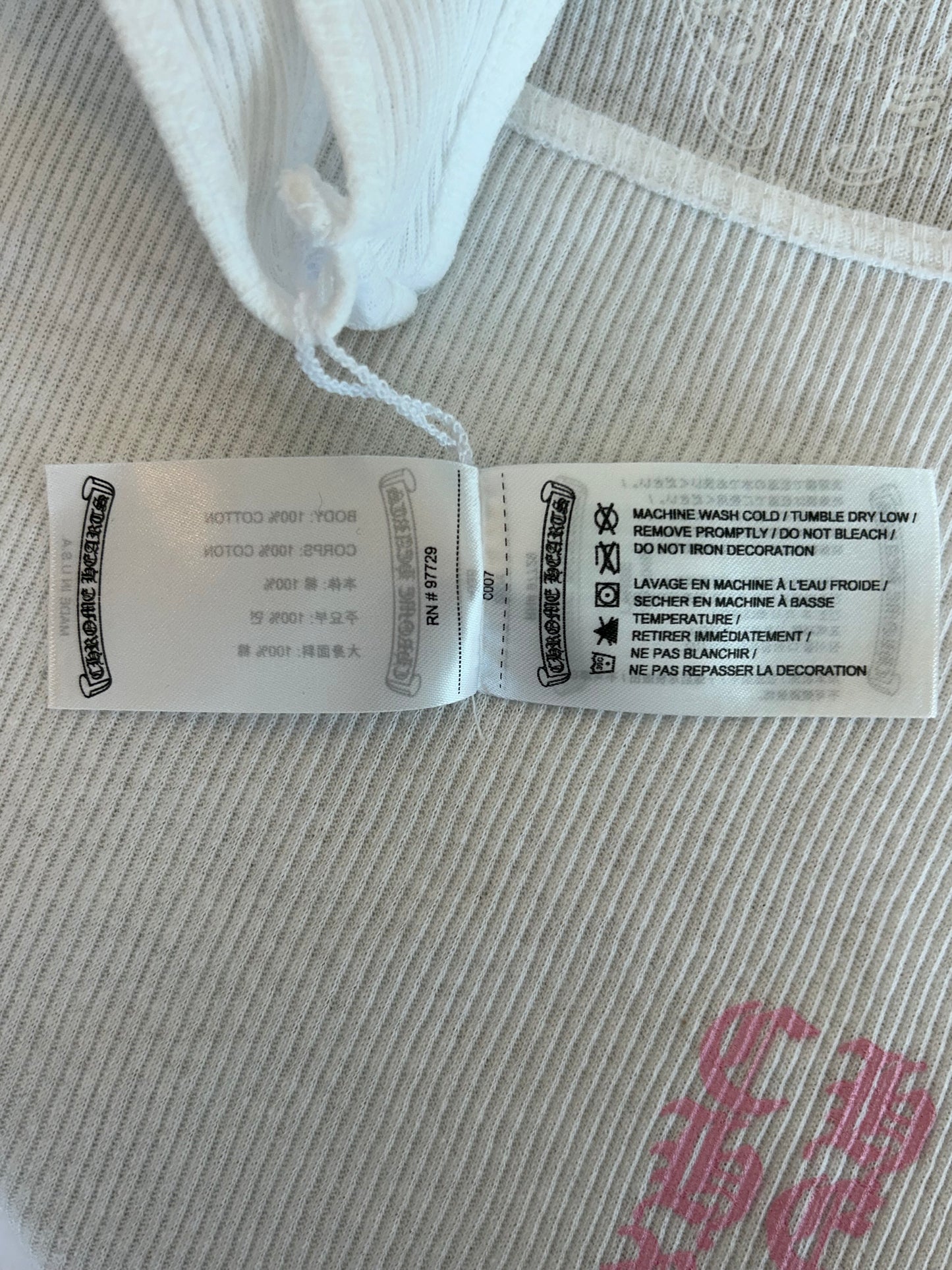 Chrome Hearts White & Pink T-Bar Logo Tank Top