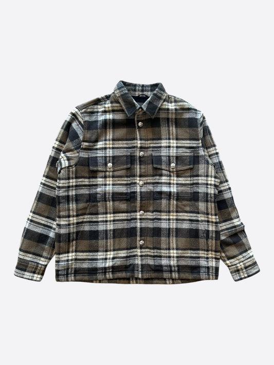 Chrome Hearts Brown & White Plaid Sherpa Jacket