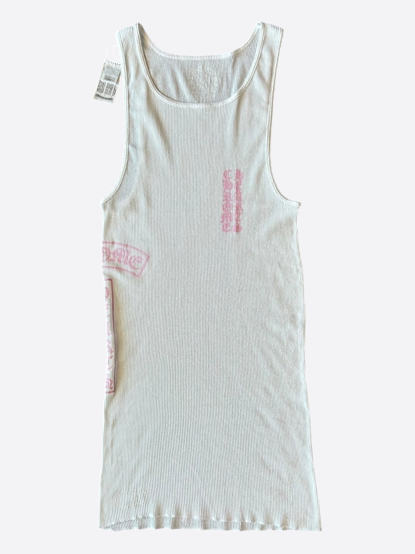 Chrome Hearts White & Pink T-Bar Logo Tank Top
