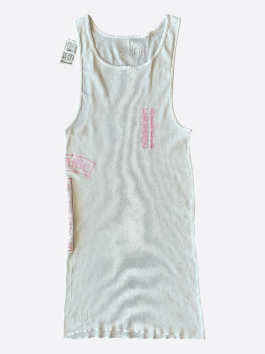 Chrome Hearts White & Pink T-Bar Logo Tank Top